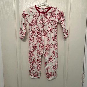Burt's Bees Baby Red Snowflake Organic Cotton Blizzard Print Romper Size 6-9 M